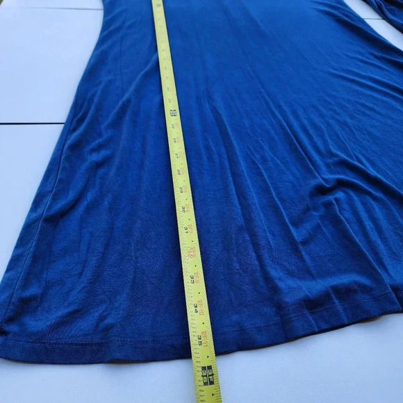 Spense Stretch Viscose Teal Turquoise Knee Length Dress Bell Sleeve V-Neck Sz M - Picture 9 of 10